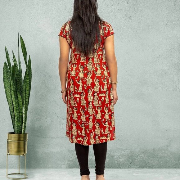 Red Printed Kurta, Tranquil Threads | Muvvas Boutique - Picture 5 of 5